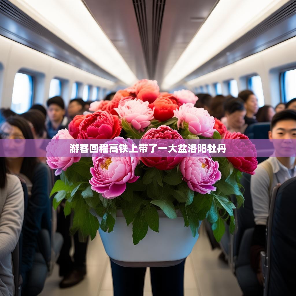 游客回程高铁上带了一大盆洛阳牡丹